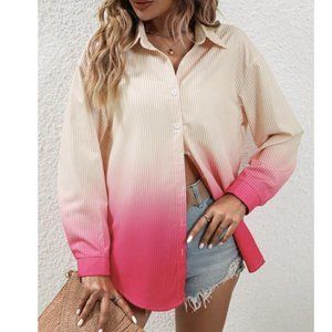 Contemporary Ombre Striped Print Drop Shoulder Shirt